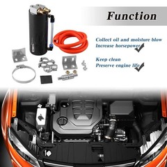 Universal Aluminum Racing Engine Oil Catch Tank CAN Kit 350ML Black