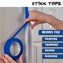 8 Pack 1/4″ inch x 60yd STIKK Blue Painters Tape 14 Day Easy Removal Trim Edge T