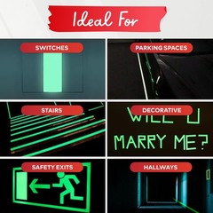 Glow in the Dark Tape, Yellow/Green, 1-Inch x 30-Foot Photo-Luminescent Glow …