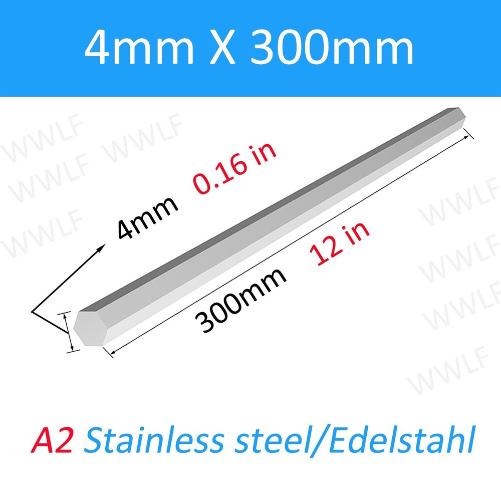 Solid Metal Hexagonal Bar Rod A2 304 Stainless Steel 4mm-26mm Metal Engineering