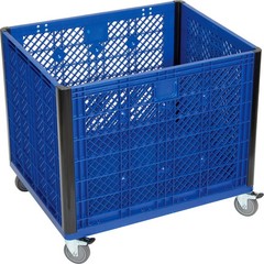 Vented Wall Bulk Container with Casters 39-1/4″L x 31-1/2″W x 29″H Blue
