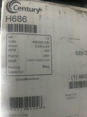 CENTURY H686 Condenser Fan Motor,1 HP,850 rpm,60 Hz 4ME24