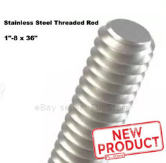 1″-8 x 36 Inches Stainless Steel All Thread Rod Grade 18-8 Fully Threaded NEW