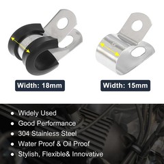10pcs 11mm 7/16 Inch R Shape Automotive 304 Stainless Steel Cable Clamp Fastener