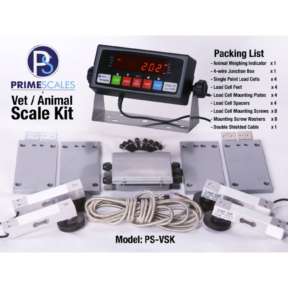 Prime Scales Vet Animal Scale Kit PS-VSK w/ Indicator 4 Load Cells Junction Box