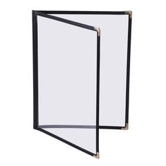 WeChef 30pcs Menu Cover 8.5×14 2 Page 4 View Double Fold Black Restaurant Cafe