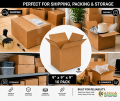 9x9x9 Corrugated Shipping Boxes 10 Pack 200 lb Test Heavy Duty Moving Packing Bo