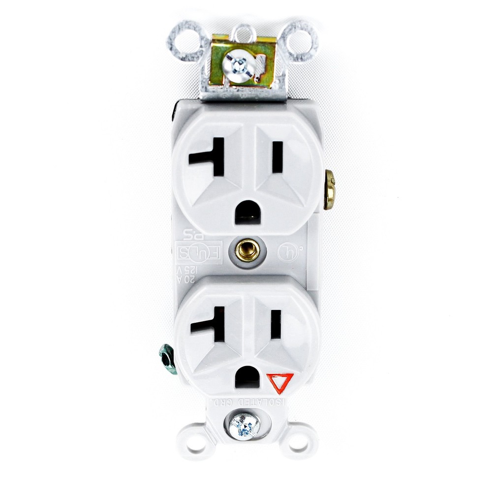 PASS & SEYMOUR IG6300-GRY DUPLEX RECEPTACLE, ISOLATED GROUND, 20A 125V, GRAY
