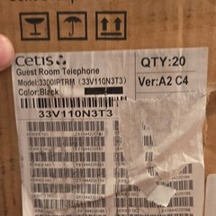 Cetis 3300 Series 3300IPTRM Hotel Guest Room Phone Black RJ-11 1-Line