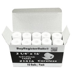 (10 Rolls) 2 1/4 x 16 Thermal Paper Rolls Coreless 2.25 (57mm) x 16 ft 1 Ply …