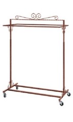 Clothing Rack Boutique Double Bar Rail Rolling Salesman Retail Bronze 48 72″ H
