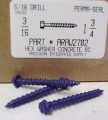 3/16×1-3/4 SLOTTED HEX WASHER HEAD CONCRETE SCREWS (300)