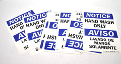 Lot of 7 SmartSign Plastic Hand Wash ONly Signs Bilingual 14″ x 10″ Blue/White