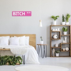 Retro Pink Tin Metal Sign – ‘BITCH BLVD’ – Bold Statement Decor for Home, Bar, o