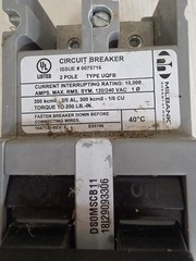 Milbank 200 Amp 2 Pole Type UQFB Circuit Breaker 200A 2P Bolt On 240VAC. PREOWNE