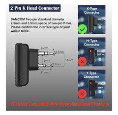 SAMCOM BTEAT-02 Wireless Earpiece with 2 Pin Dongle for FPCN30A/FPCN10A Radios