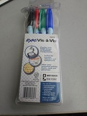 Expo Vis-a-Vis Wet Erase Markers, 4-Color Set SAN-16074, Fine Point