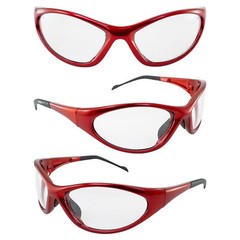 Global Vision Reflex Motorcycle Safety Glasses Red Frame Clear Lens ANSI Z87.1