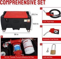 Portable Gasoline Diesel Fuel Tank with 12V Electric Fuel Pump 40 Gallon Black