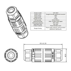 Outdoor Electrical Cable 3-Pin Wire Connector IP68 Waterproof Junction 3-Pole