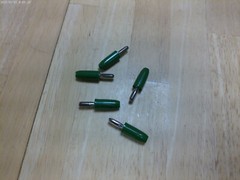 Lot/5 Vintage HH Smith 455 GREEN Solderless Banana Male Plug,15 Amps 1 KV.NOS