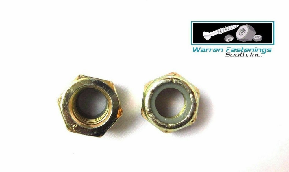 1/2-13 Nylon Insert Hex Lock Stop Nut Coarse Thread Grade 8 Yellow Zinc 100 Ct
