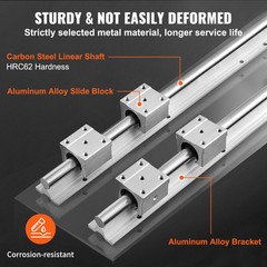 VEVOR 2PCS SBR20 1500mm Linear Guide Rail Slide Rail 4 PCS SBR20UU Bearing Block