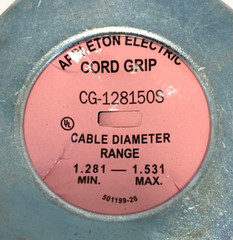 APPLETON ELECTRIC Cord Grip CG-128150S Cable Diameter Range 1.281″-1.531″