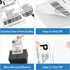 4×6 Thermal Shipping Labels Pack of 500pcs Direct Thermal Printer Fanfold Labels