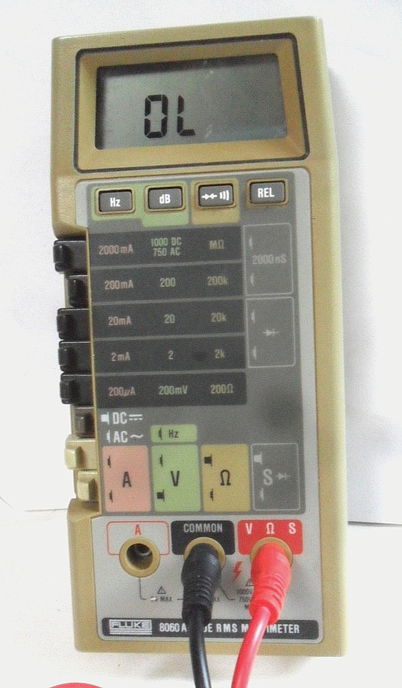 Vintage Used Fluke 8060 A Handheld USA Made Meter w/Leads Multimeter Works