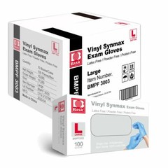 Basic 1000 PCS Blue Synmax Vinyl Exam Gloves Latex-Free & Power-Free L-SIZE
