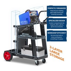 Welding Cart ,3-Tier Heavy Duty Rolling Welder Cart for TIG ,MIG ,Plasma Cutter