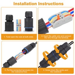 10PCS IP68 Junction Box Outdoor Waterproof 3 Pin Electrical Cable Connectors Kit