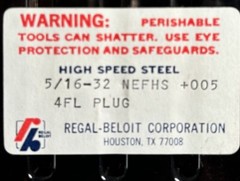 REGAL 5/16-32 4FL PLUG TAP HSS High Speed Steel NEFHS 5/16” D13111 USA ONE TAP