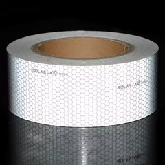 SOLAS Grade Marine Reflective Tape Silvery White Waterproof Glass Bead