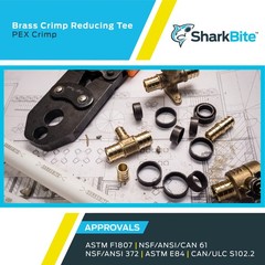 SharkBite Brass Crimp Reducing Tee 1/2 Inch for PEX and PE RT Pipes