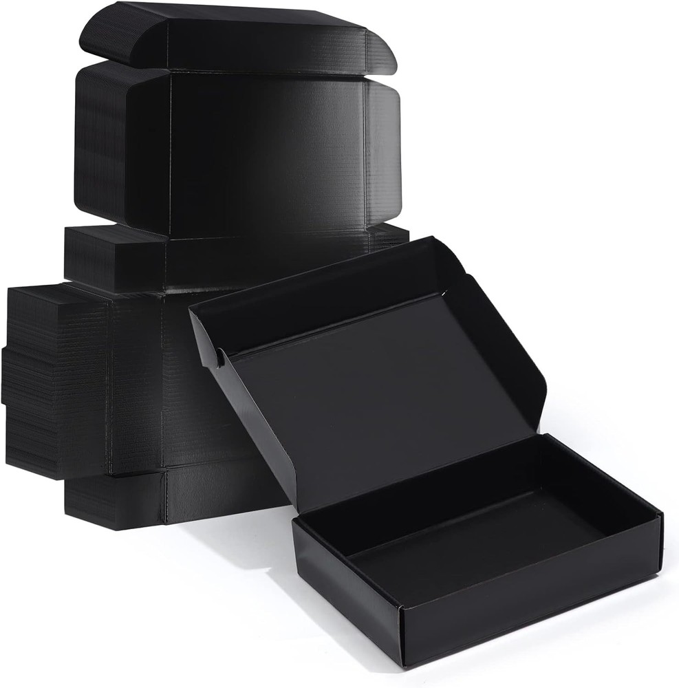 9X6X2 Black Small Shipping Boxes, 20 Packs Corrugated Cardboard Mailer Boxes for