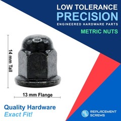 Retainer Nuts/Screws for Volvo M6-1.0 License Plates (Set of 4, Black, Rear)
