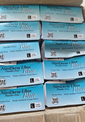 Gloves NITRIDERM BLUE NITRILE, LARGE, 100/BOX x 10 BOXES (1000) 157300 **see