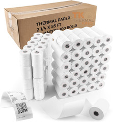 (100 Rolls) 2 1/4″ X 85′ Thermal Paper, POS Receipt Paper for Retail Business Ca