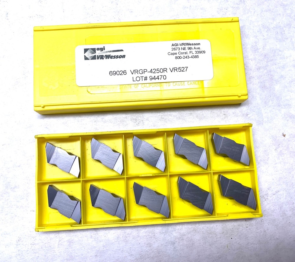 agi VR WESSON Carbide Inserts – VRGP-4250R VR527 – Qty. 10 – NEW
