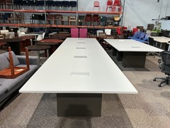 20’ x 5’ Conference Table in White Laminate w/ Gray Bases by Paoli