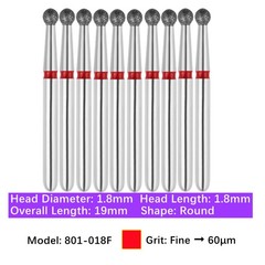 Vakker Dental Round FG Diamond Bur 801-018F Fine 10/pk