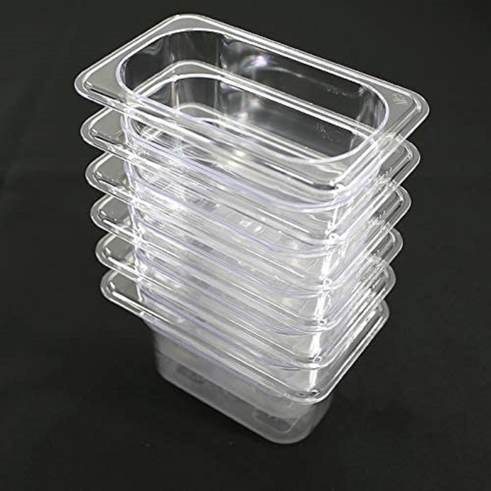 Clivia 6 Pack 1/9 Size Polycarbonate Food Pans 4″ Deep GN Pans without Lid Cover