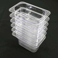 Clivia 6 Pack 1/9 Size Polycarbonate Food Pans 4″ Deep GN Pans without Lid Cover