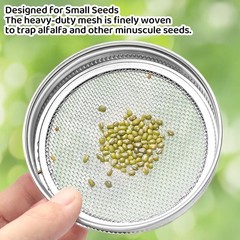 6 Pack Sprouting Jar Lids – 304 Stainless Steel Screen Filter Strainer Lid for