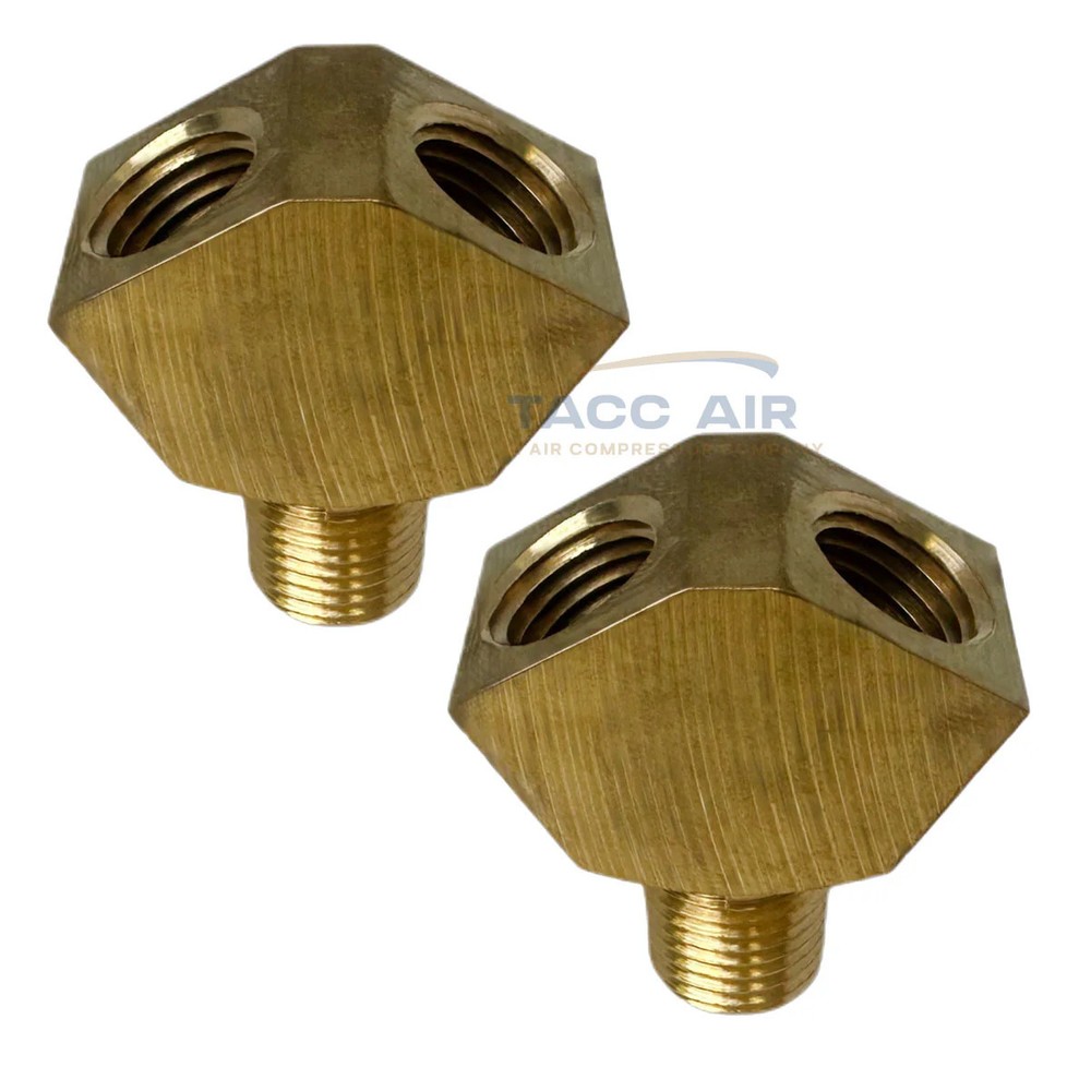 2 PC Brass Y Splitter Manifold 1/4″ Male MNPT x 2 Way 1/4″ Female FNPT Fitting