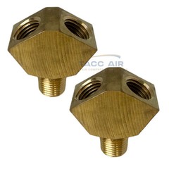 2 PC Brass Y Splitter Manifold 1/4″ Male MNPT x 2 Way 1/4″ Female FNPT Fitting