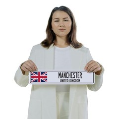 MANCHESTER UNITED KINGDOM Street Sign (2 Pack) British Britons Brits flag city