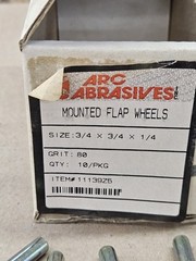 3/4″ x 3/4″ 80 Grit Flap Wheels 1/4″ Drill Mount Shank, 25,000 RPM – Lot of 10